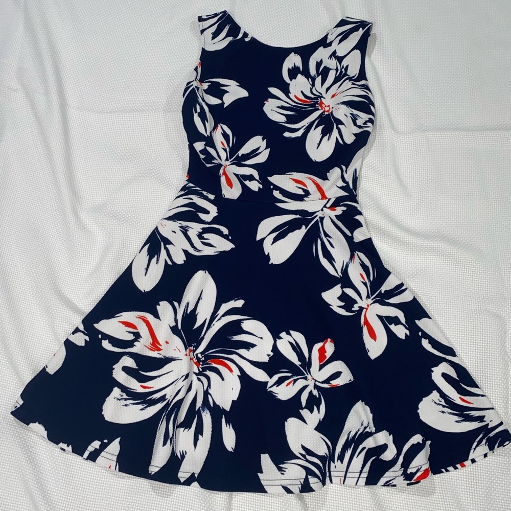Beautiful AQUA Floral Flory Dress with open back design
